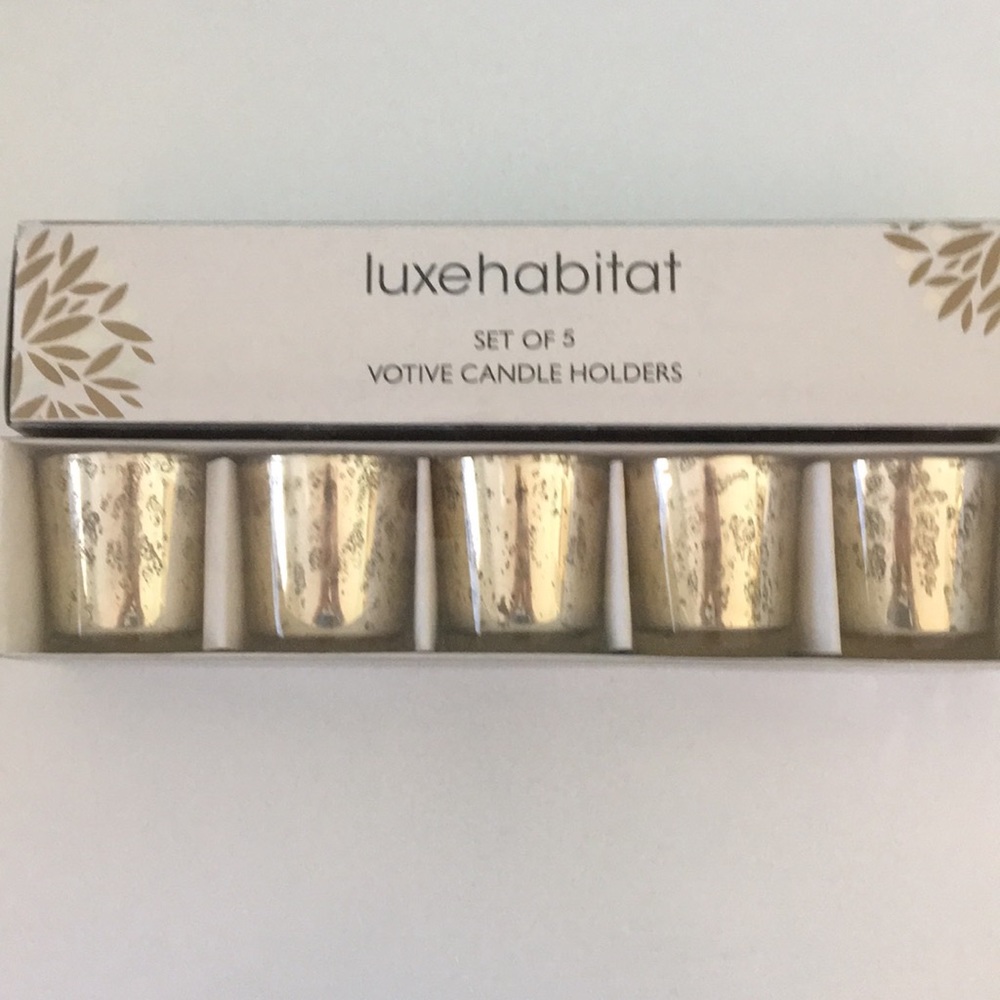 Gold mercury glass set of five votive holders